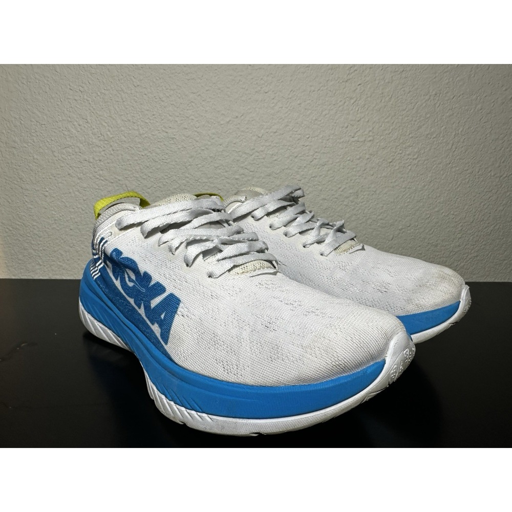 Hoka One One Carbon X Women's Running Shoes White/Dresden Blue Sz 7.5